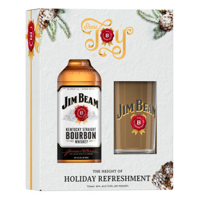 Jim Beam White Label with Holiday Glass (1)