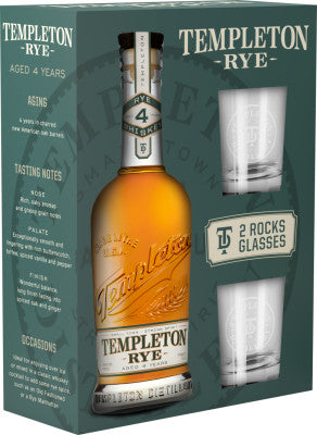 Templeton Rye Whiskey With 2 Glasses