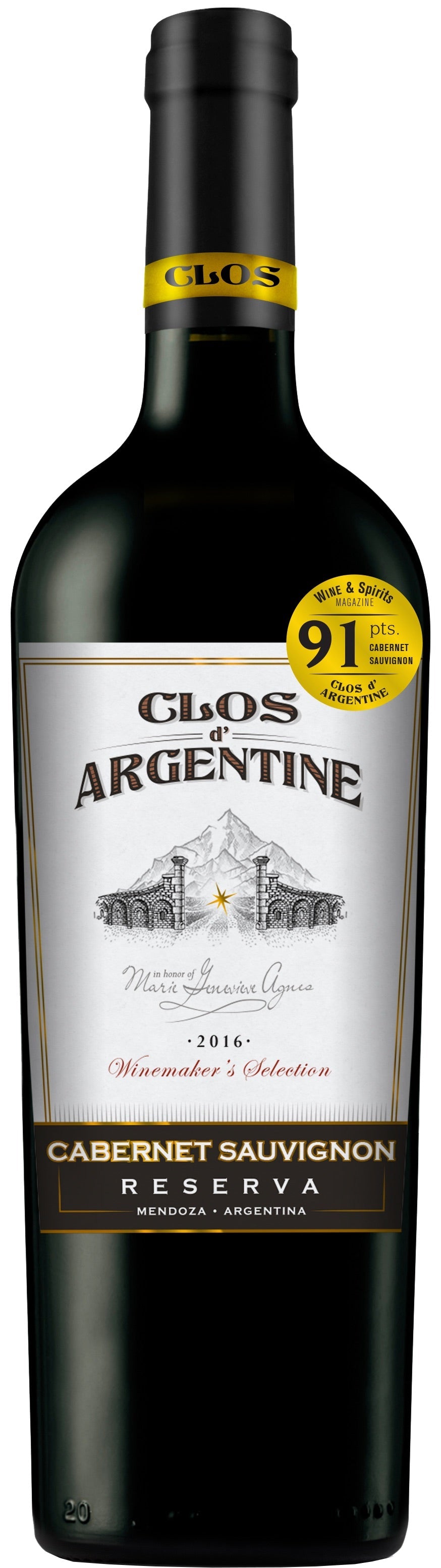 ALMA DE LOS ANDES CLOS D'ARGENTINE CABERNET SAUVIGNON RESERVA 2016 (Case only)