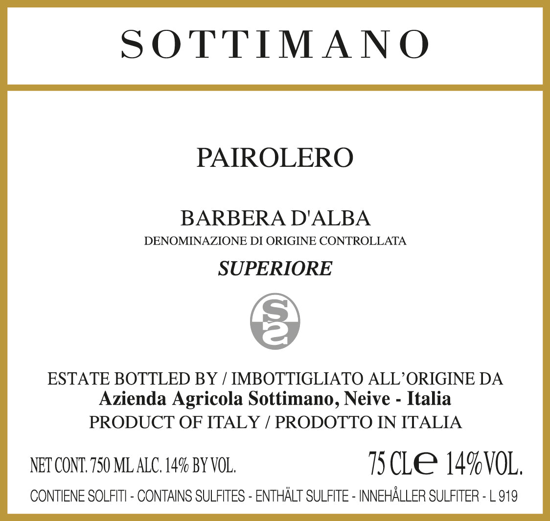 Barbera d'Alba Superiore 'Pairolero', Sottimano 2022