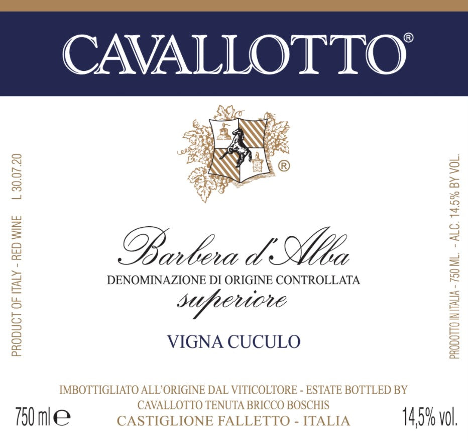 Barbera d'Alba 'Vigna Cuculo', Cavallotto 2022
