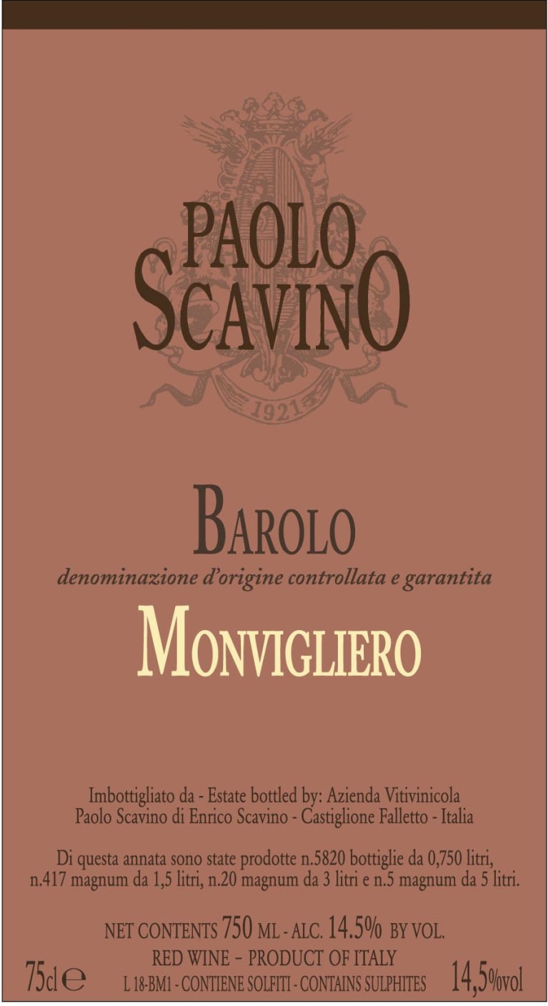 Barolo 'Monvigliero', Paolo Scavino 2021