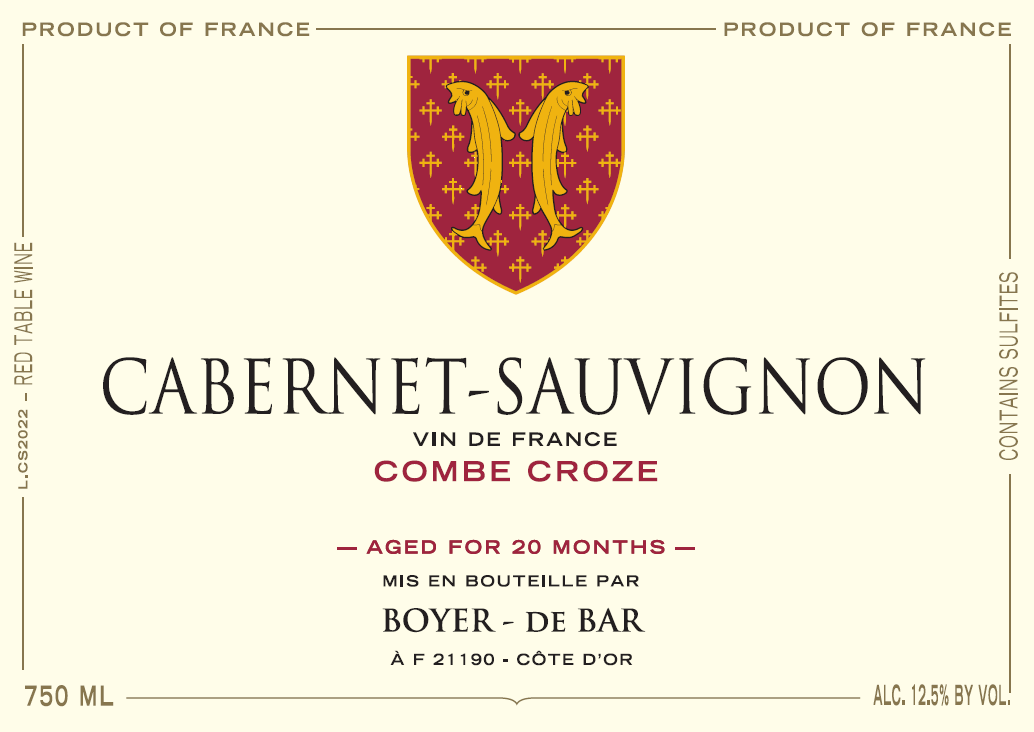 Cabernet Sauvignon 'Combe Croze', Boyer de Bar 2022