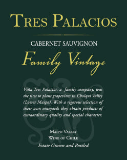 Cabernet Sauvignon, 'Family Vintage', Tres Palacios 2020
