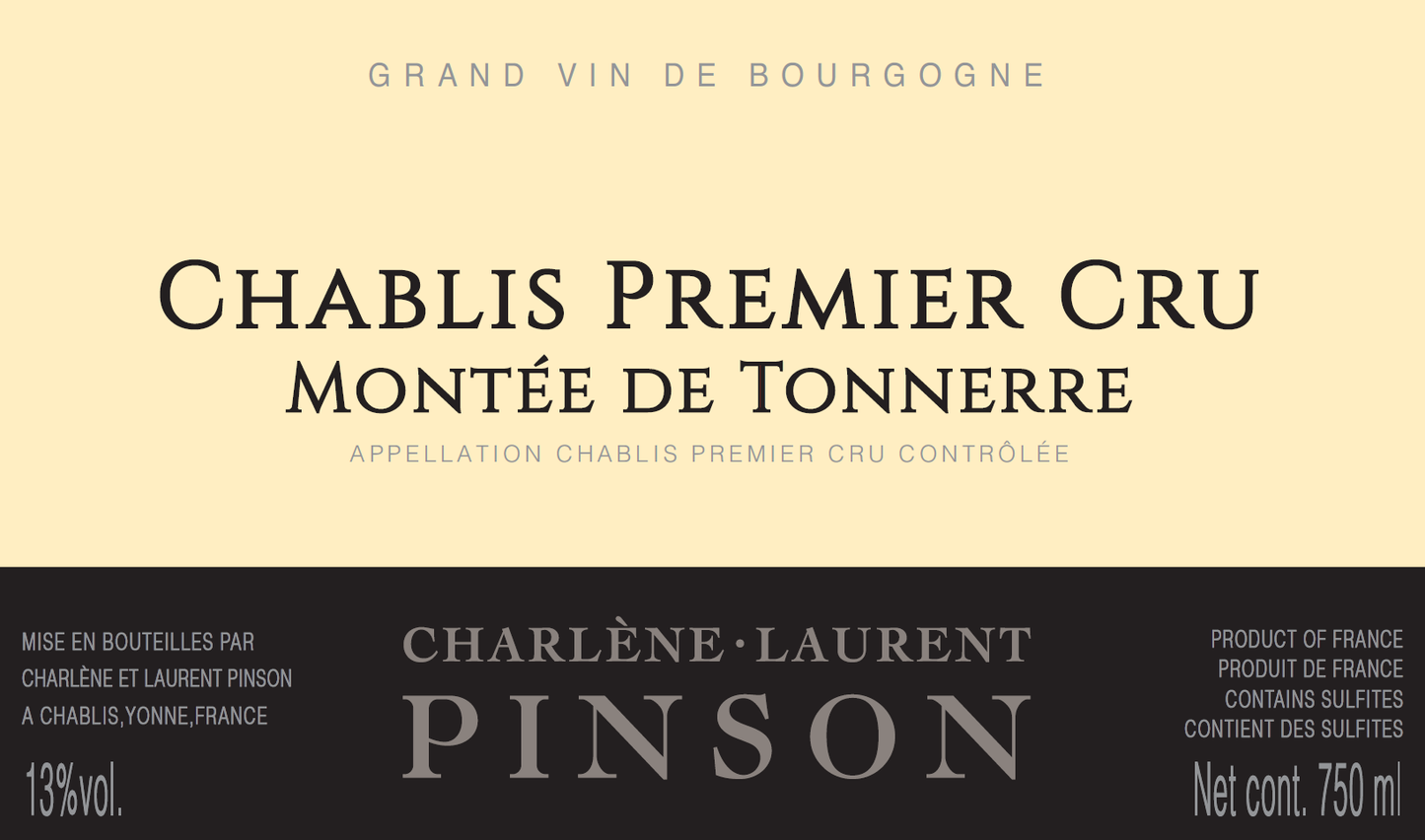 Chablis 1er "Montee de Tonnerre", Charlene et Laurent Pinson 2023