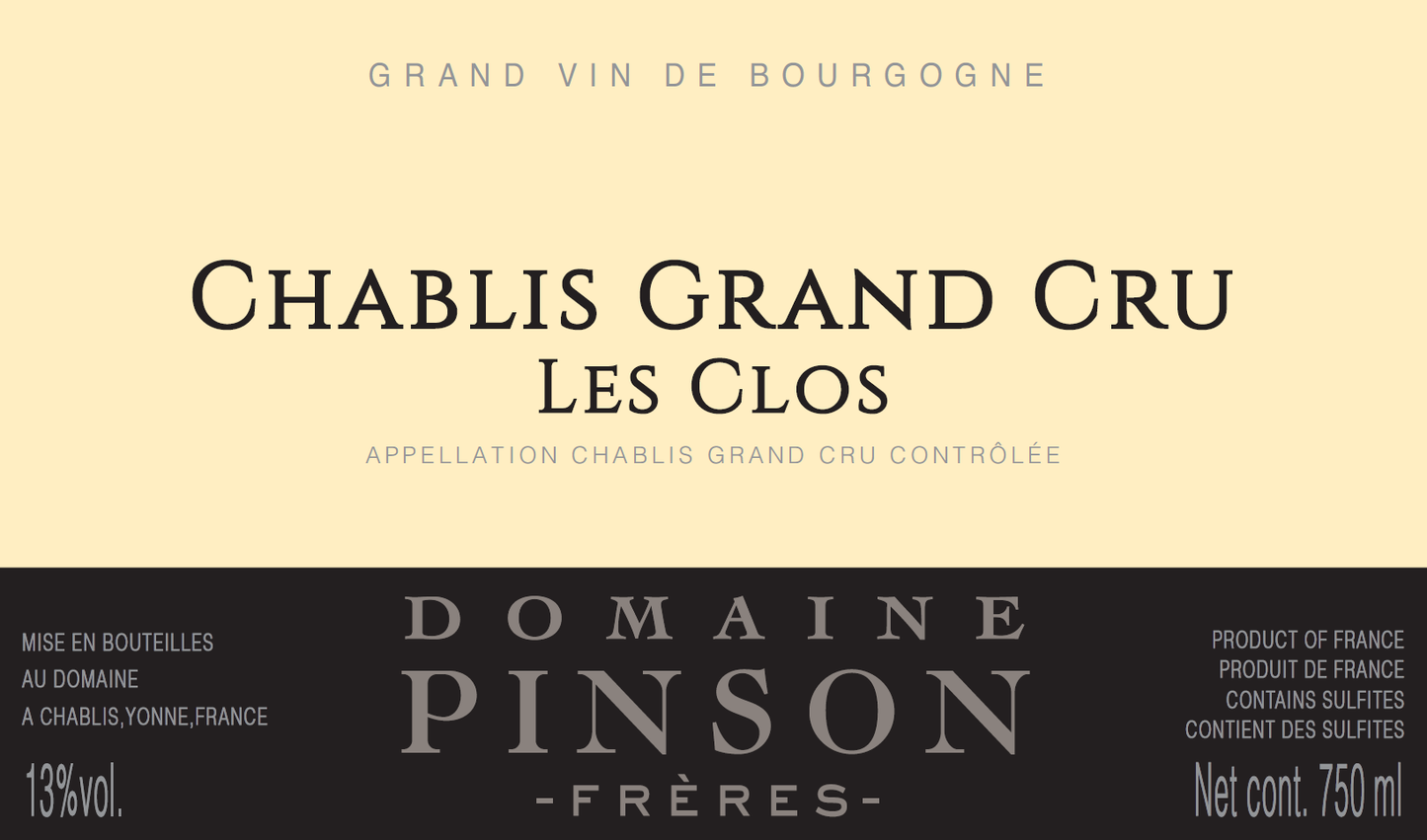Chablis Grand Cru "Les Clos", Domaine Pinson 2022