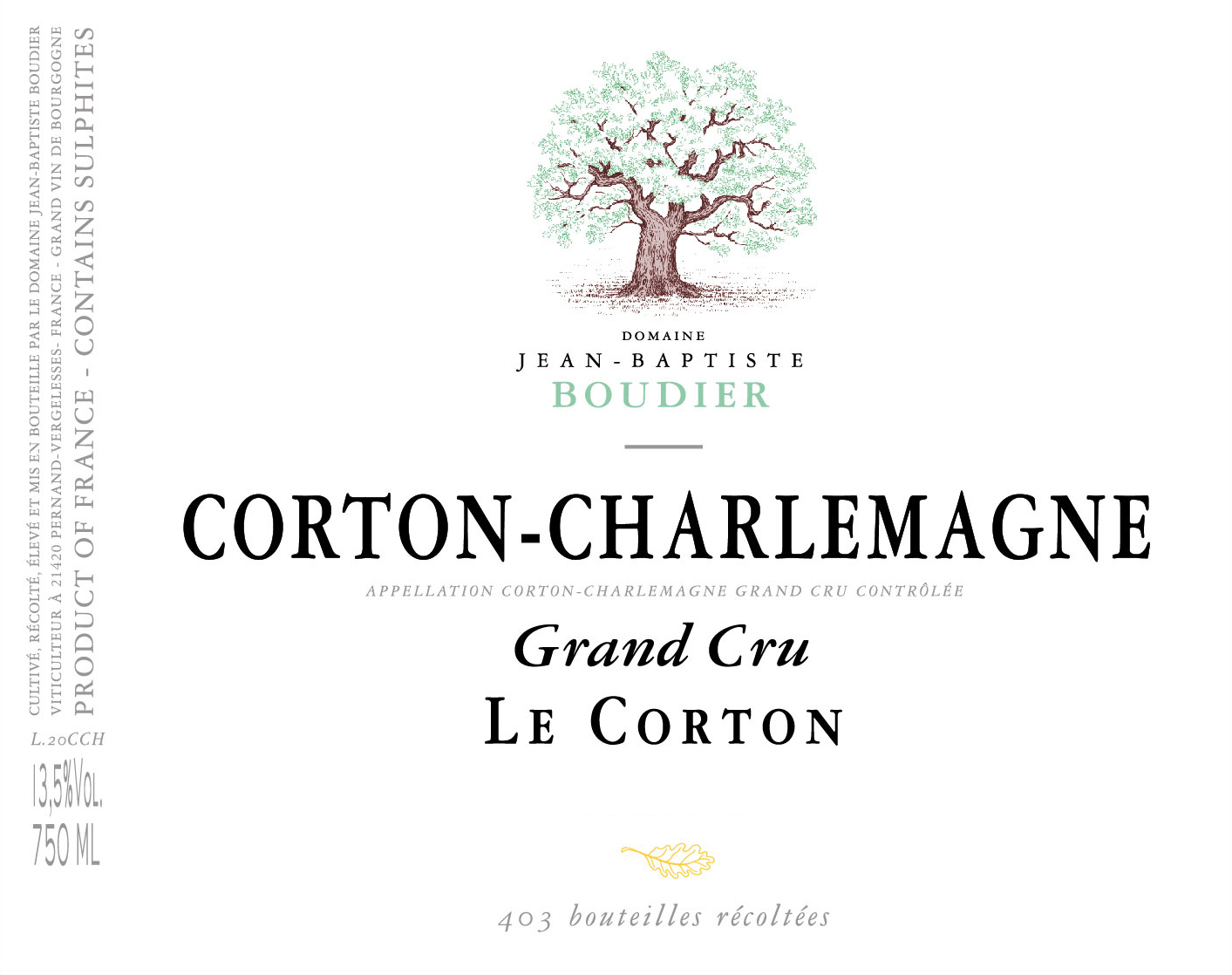 Corton-Charlemagne "Le Corton" Grand Cru, Domaine Jean-Baptiste Boudier 2022
