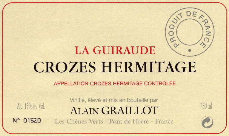 Crozes-Hermitage "La Guiraude", Alain Graillot 2022