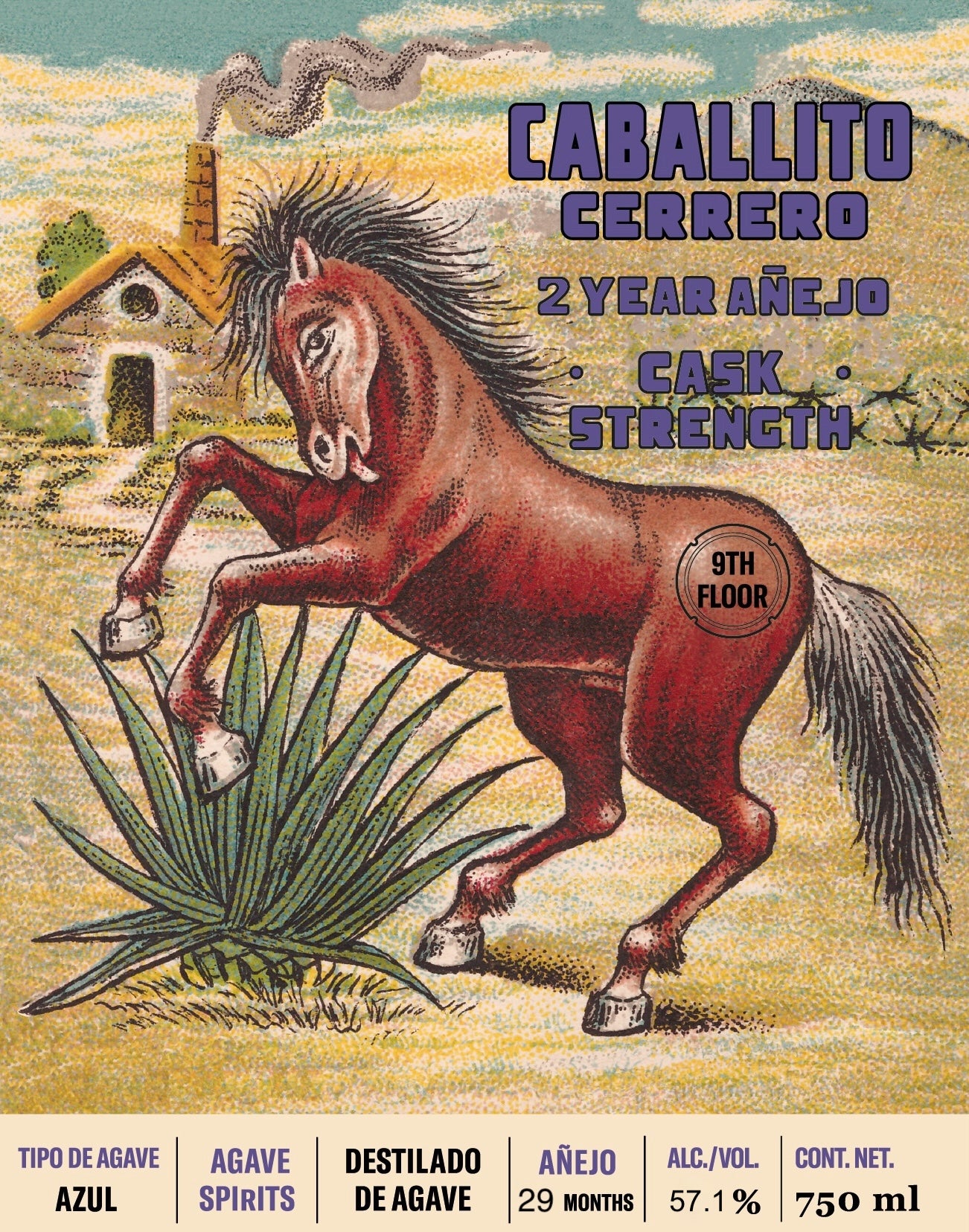 Destilado De Agave, Anejo 'Azul 2 Anos, 9th Floor' Cask Strength, Caballito Cerr