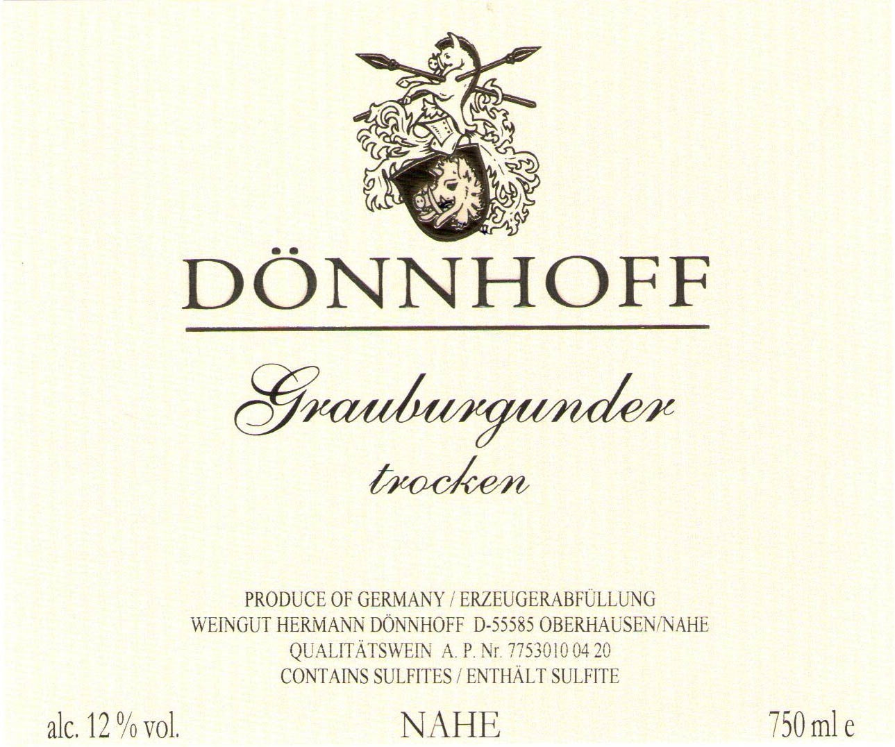 Grauburgunder Trocken, Donnhoff