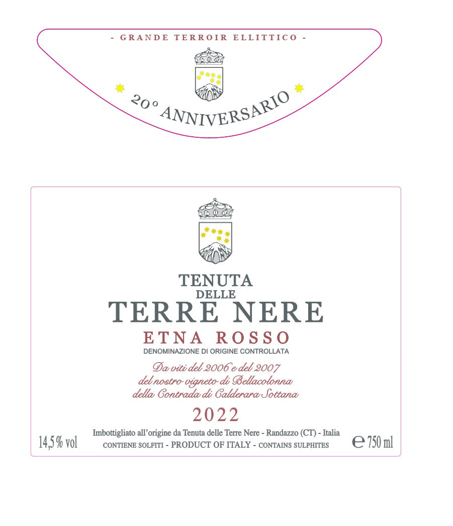 Etna Rosso 'Anniversario - Calderara Sottana', Terre Nere 2022