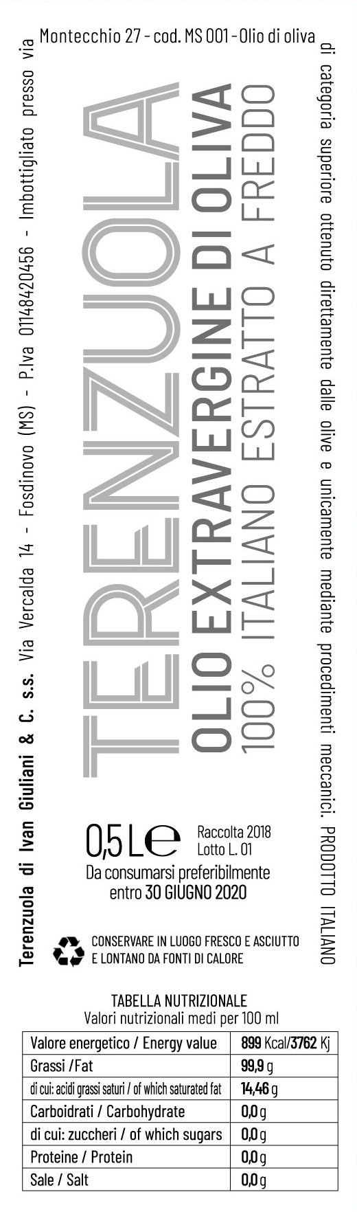 Extra Virgin Olive Oil, Terenzuola 2025