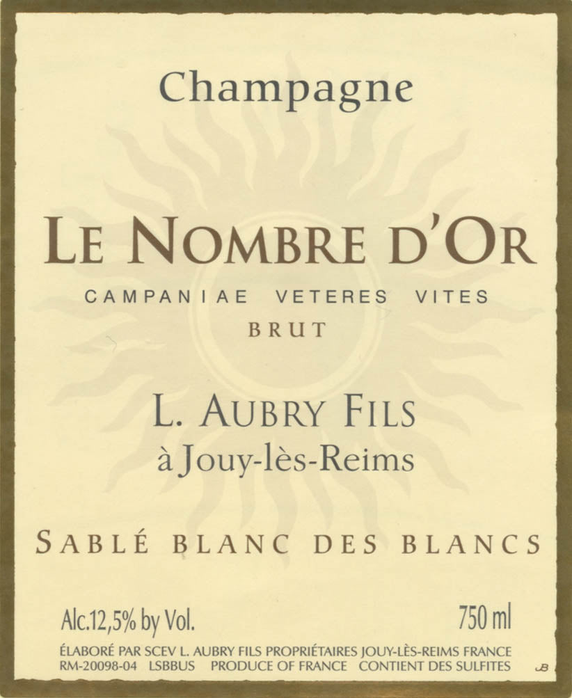 "Le Nombre d'Or" Sable Blanc des Blancs 1er Cru Brut, Champagne Aubry 2020