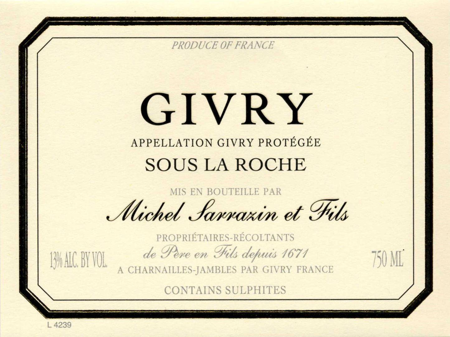 Givry Rouge "Sous La Roche", Michel Sarrazin 2023