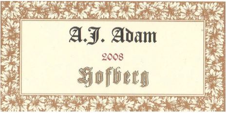 Hofberg Riesling Grosses Gewachs Trocken, A.J. Adam 2024