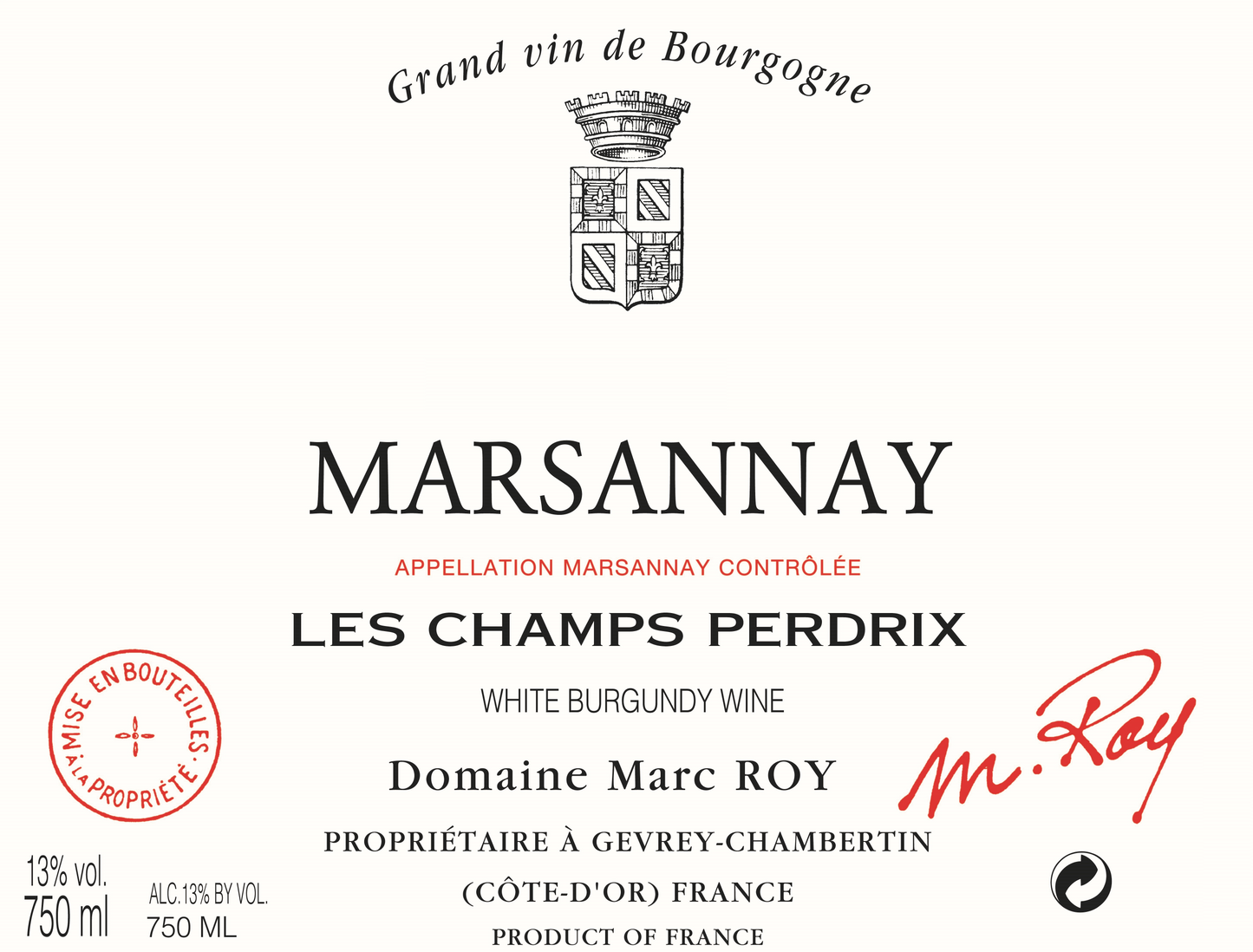 Marsannay Blanc "Les Champs Perdrix", Domaine Marc Roy 2022