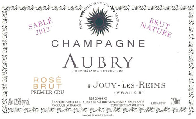"Cuvee Nicolas Francois Aubry" Sable Rose 1er Cru Brut, Champagne Aubry 2020