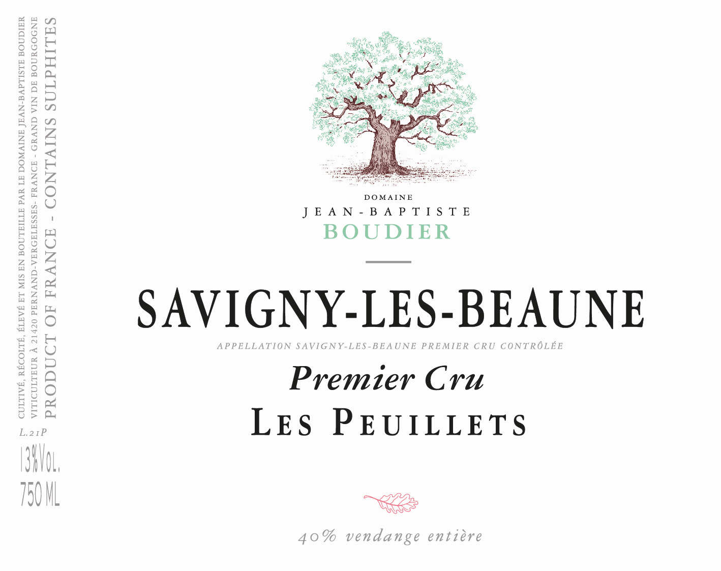 Savigny Les Beaune Rouge 1er "Les Peuillets", Domaine Jean-Baptiste Boudier 2022