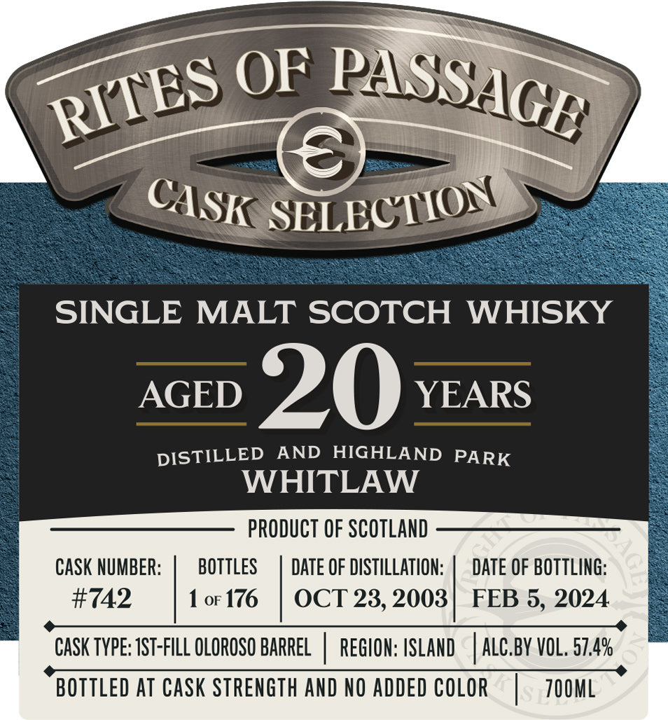 Single Malt Scotch Whisky, 'Whitlaw (Highland Park) 20 Year', Rites Of Passage