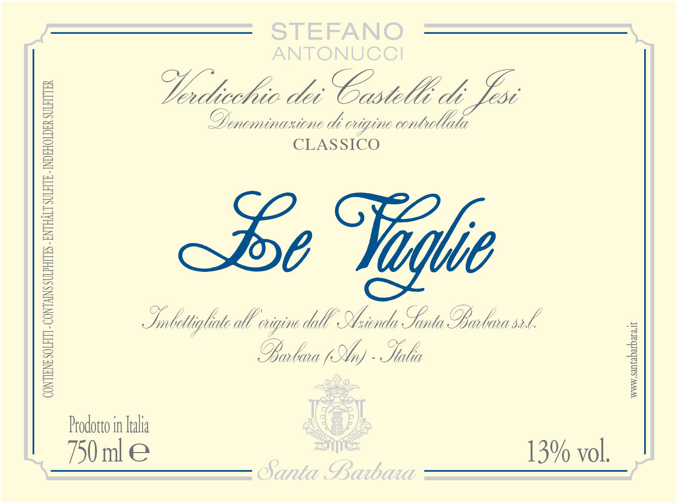 Verdicchio dei Castelli di Jesi Classico 'Le Vaglie', Santa Barbara
