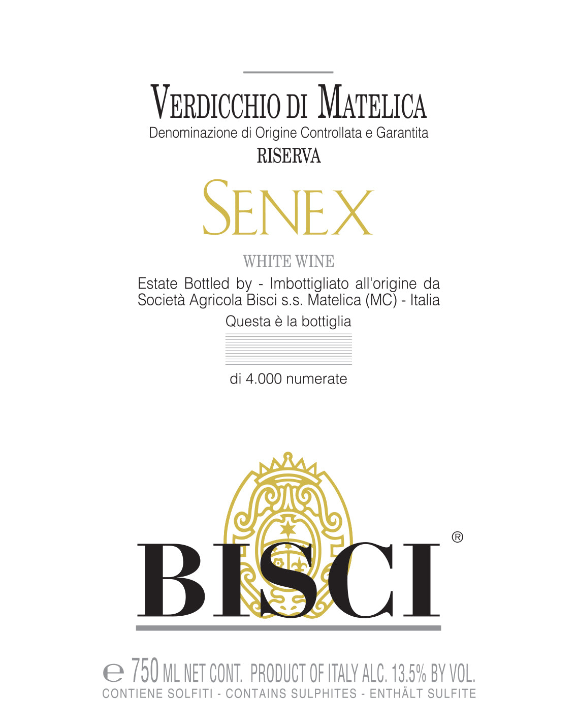Verdicchio di Matelica Riserva 'Senex', Bisci 2019