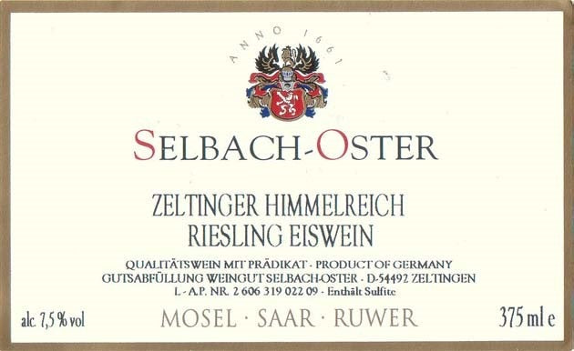 Zeltinger Himmelreich Riesling Eiswein**, Selbach-Oster 2010