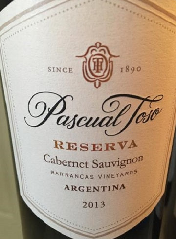 Pascual Toso Cabernet Sauvignon Alta Reserve Las Barrances Vineyards 2013