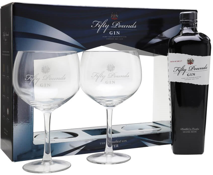 FIFTY POUNDS LONDON DRY GIN W/GLASS