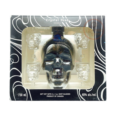 Crystal Head Onxy Vodka Giftset w/4 Shot Glasses