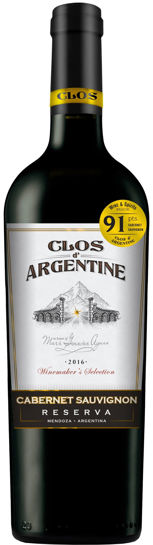 ALMA DE LOS ANDES CLOS D'ARGENTINE CABERNET SAUVIGNON RESERVA 2016 (Case only)