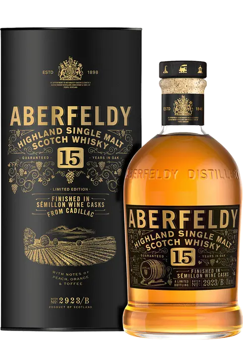 Aberfeldy Cadillac Sweet Wine Cask Single Malt Scotch 15 Year