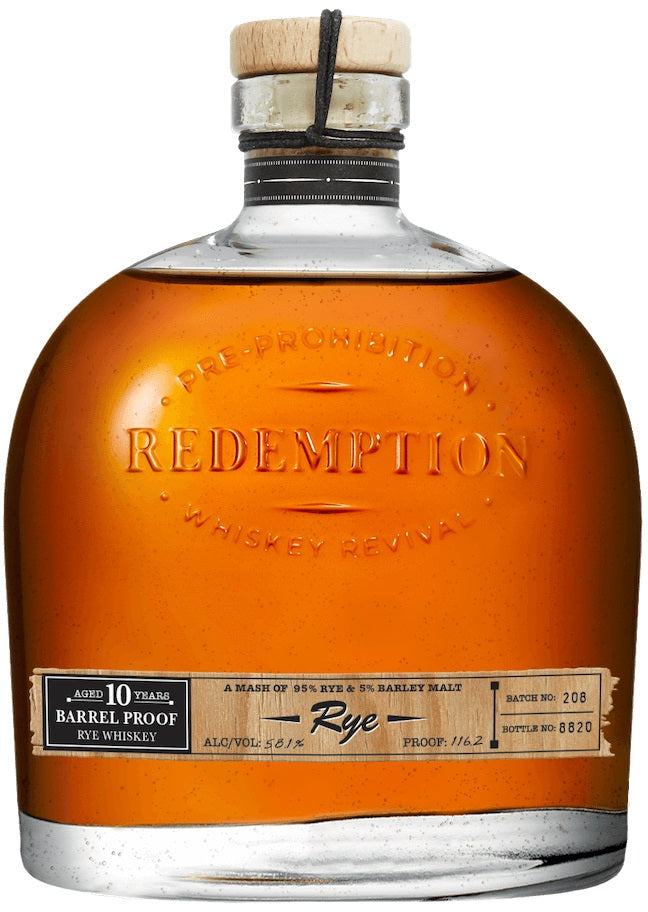 Redemption Rye Whiskey Barrel Proof 10 Year