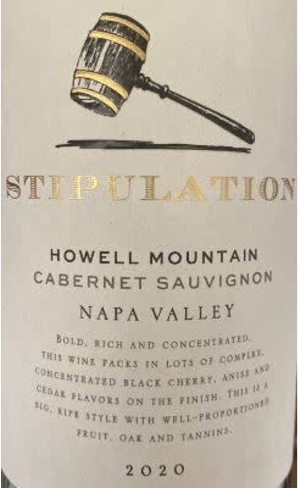 STIPULATION MOUNT HOWELL NAPA CABERNET SAUVIGNON 2020 (Case only)