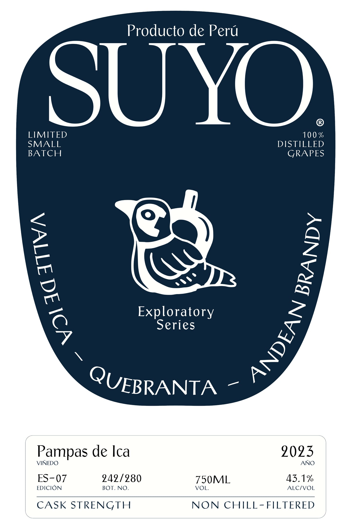Andean Brandy, 'Exploratory Series, Quebranta, Fundo Pampas De Ica 2023', Suyo Pisco 2023