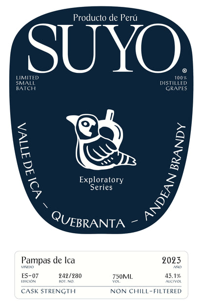 Andean Brandy, 'Exploratory Series, Quebranta, Fundo Pampas De Ica 2023', Suyo Pisco 2023