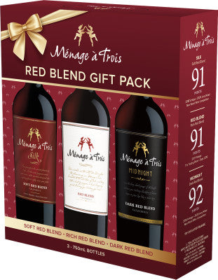 Menage A Trois Red Blend, Silk Red Blend, Decadence Cabernet Sauvignon California 3-Pack Variety Pack