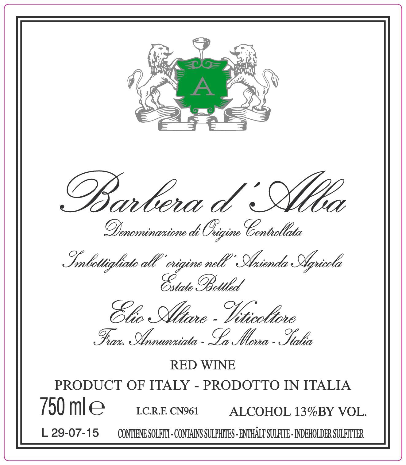 Barbera D'Alba, Altare 2024