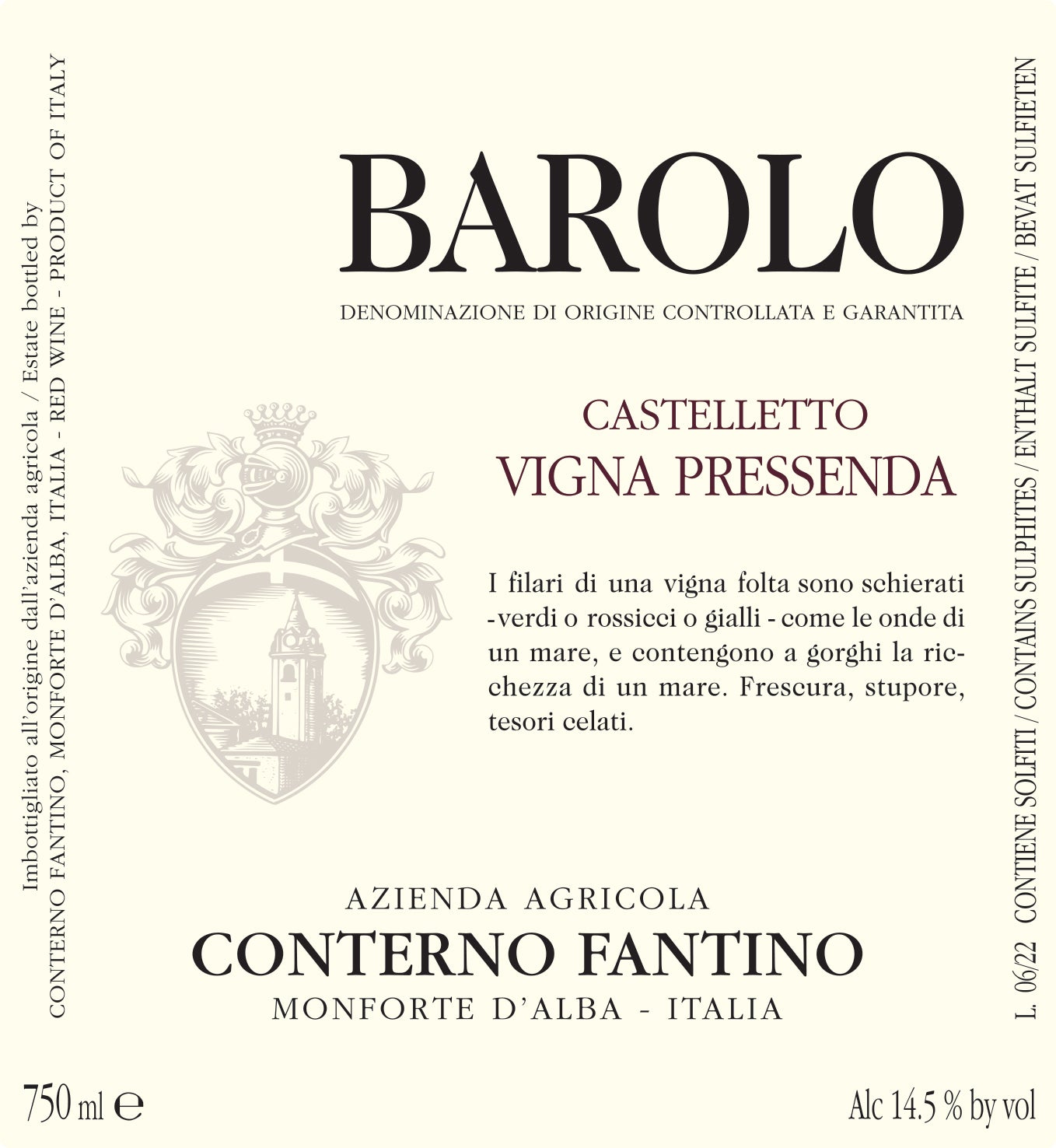 Barolo Castelletto 'Vigna Pressenda', Conterno Fantino 2020