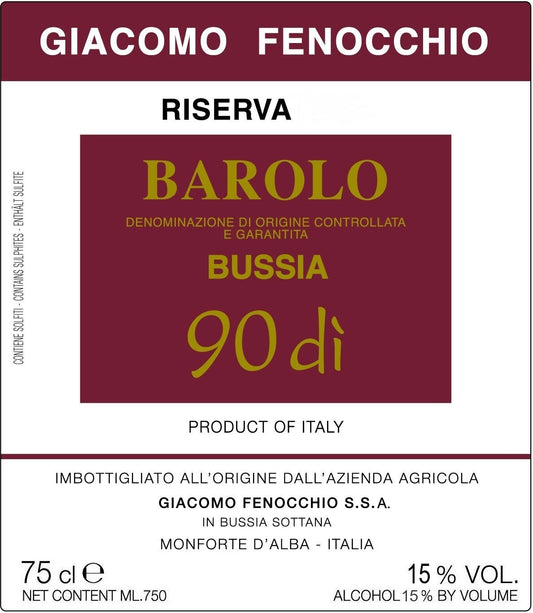 Barolo Riserva 'Bussia 90 di', Giacomo Fenocchio 2018