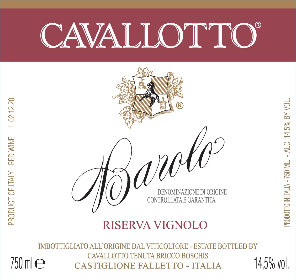 Barolo Riserva 'Vignolo', Cavallotto [MWO] 2018
