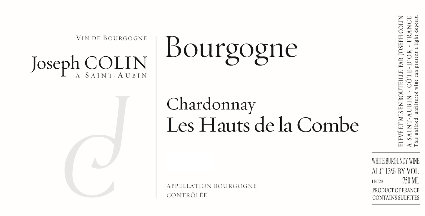Bourgogne Blanc "Les Hauts de la Combe", Joseph Colin 2023