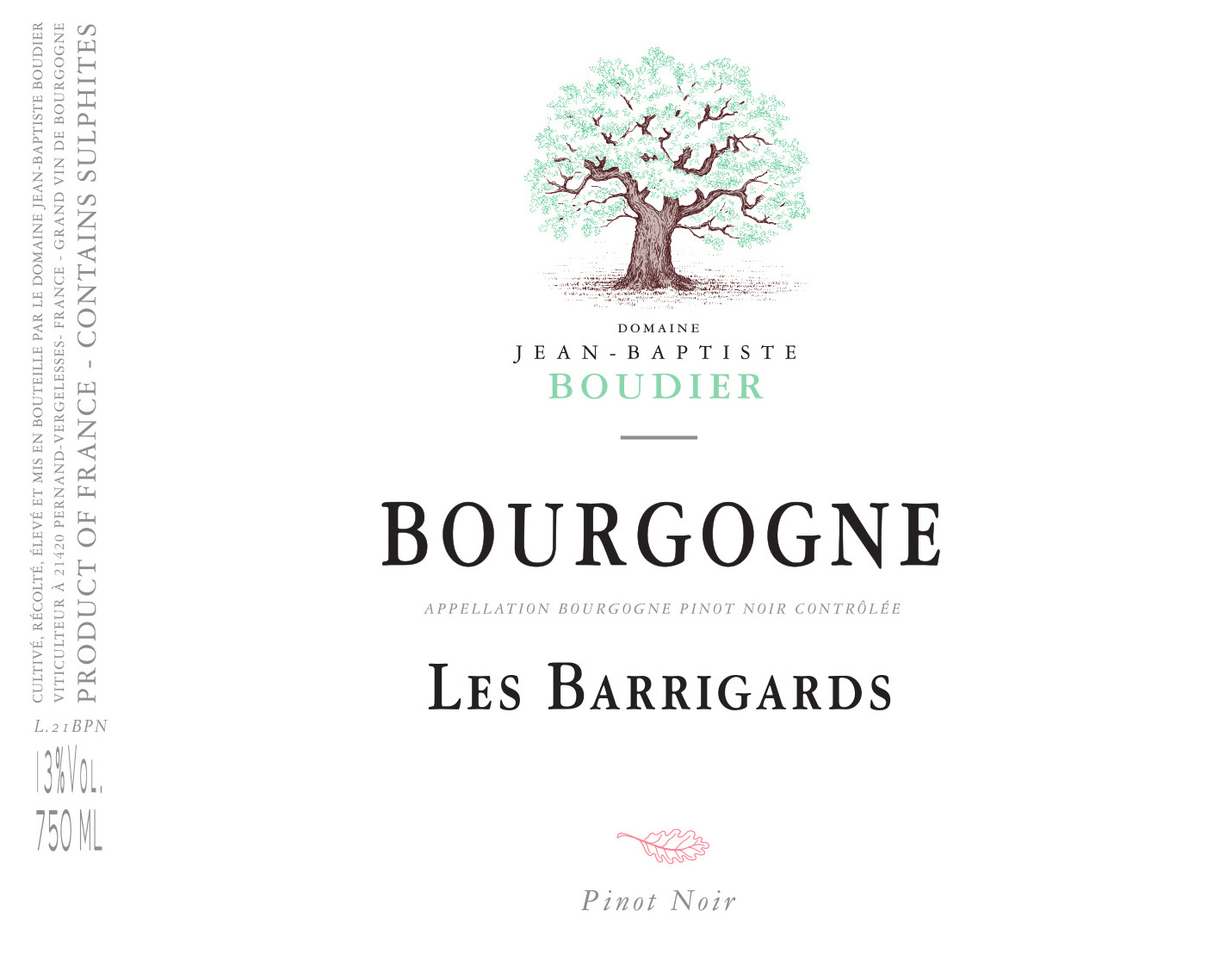Bourgogne Rouge "Les Barrigards", Domaine Jean-Baptiste Boudier 2022