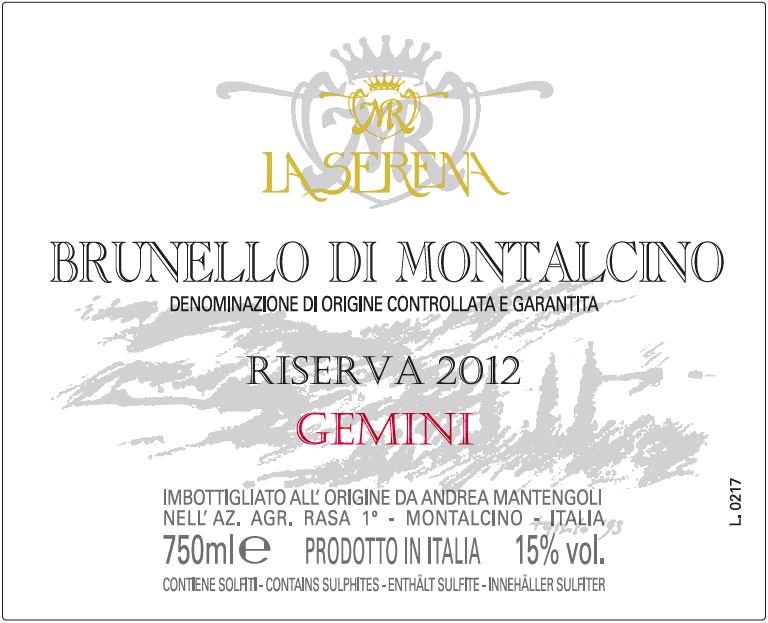 Brunello di Montalcino Riserva 'Gemini', La Serena 2019