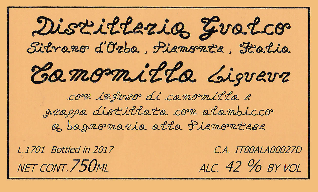 Camomilla [Chamomile Liqueur], Distilleria Gualco