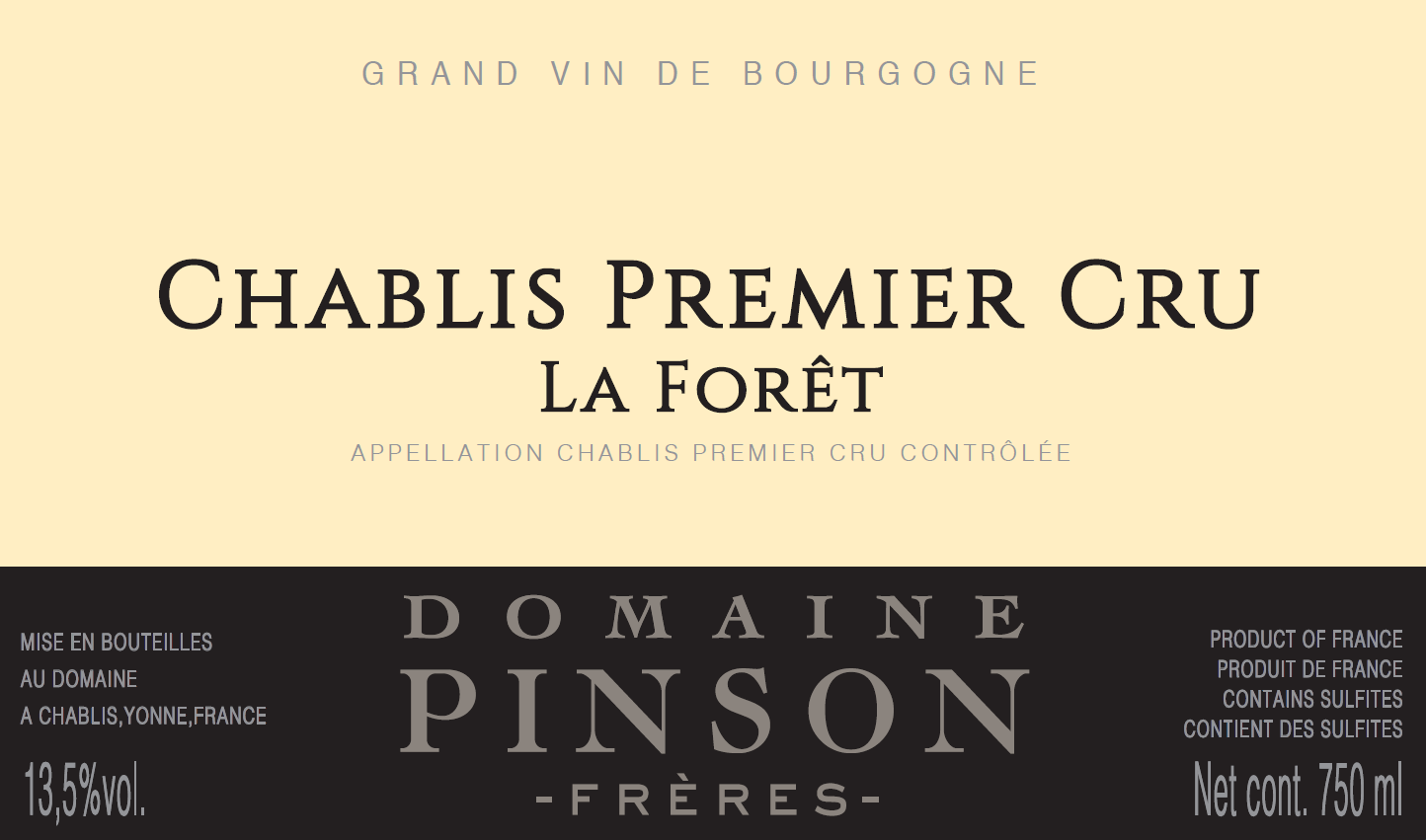 Chablis 1er "La Foret", Domaine Pinson 2023