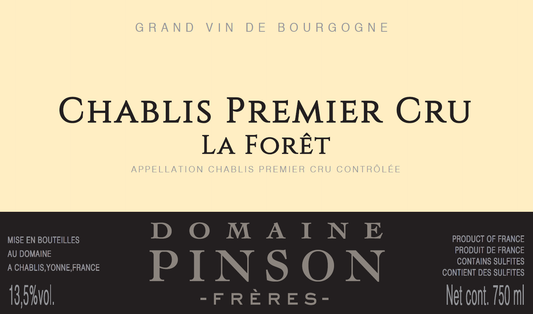 Chablis 1er "La Foret", Domaine Pinson 2023