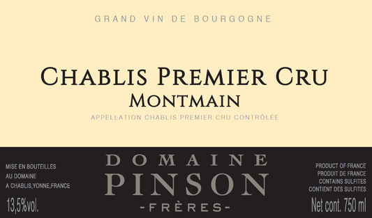 Chablis 1er "Montmain", Domaine Pinson 2023