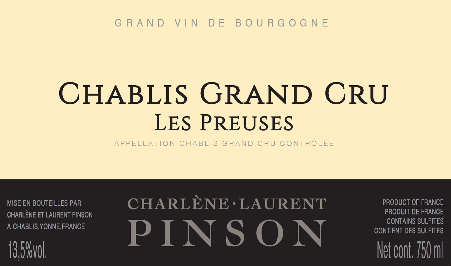 Chablis Grand Cru "Les Preuses", Charlene et Laurent Pinson 2022