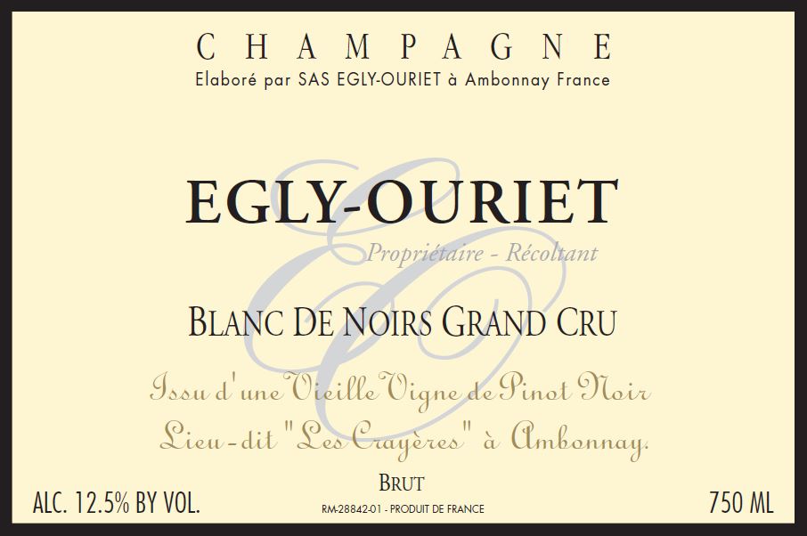 "Les Crayeres Vv" Blanc De Noirs Grand Cru Extra Brut, Champagne Egly-Ouriet