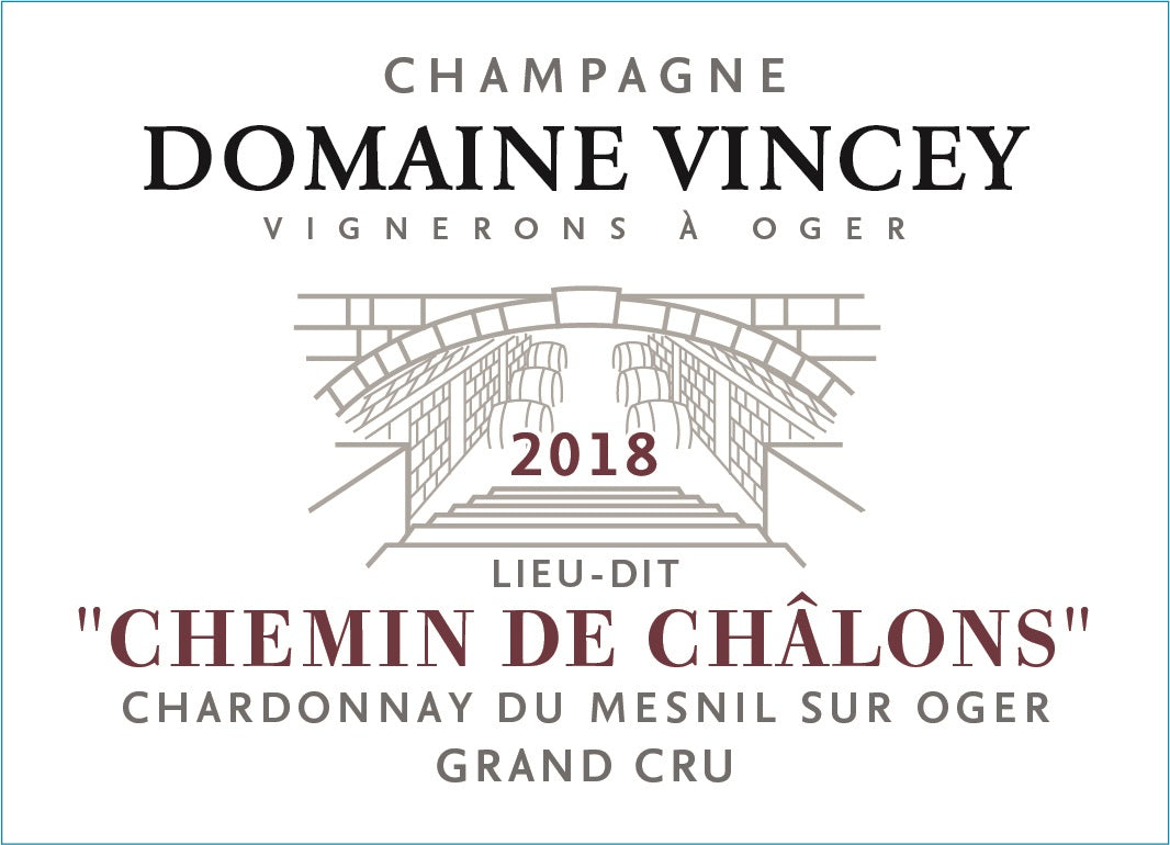 "Chemin De Chalons Mesnil Sur Oger" Blanc De Blancs Grand Cru Brut Nature, Champagne Domaine Vincey 2020